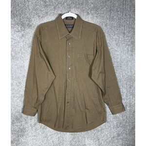 Preswick & Moore Long Sleeve Button Up Shirt Mens Size 16 Gold-Brown Regular Fit